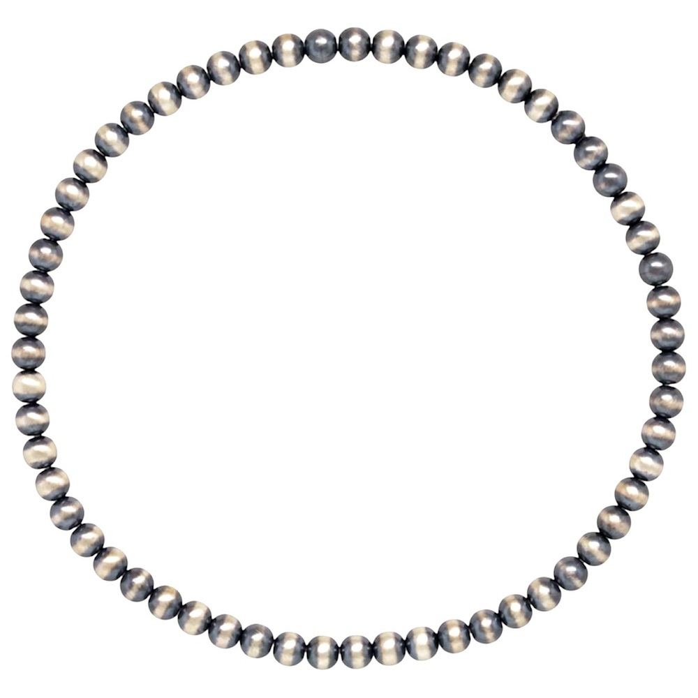 Navajo Pearls Bracelet Real Sterling silver beads stretch, 4mm sterling pearls